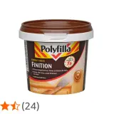 Pot d'enduit bois Polyfilla Finition. Idéal pour masquer imperfections et grains du bois avant ponçage et peinture. Quel grain pour poncer enduit finition ? Ce produit assure un rendu lisse.