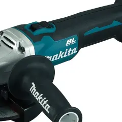Meuleuse d'angle sans fil Makita, outil puissant de la sous marque Makita, avec moteur BL et poignée ergonomique.