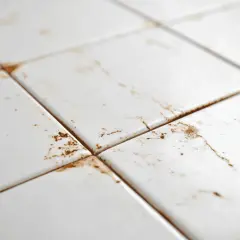 Carrelage blanc taché de rouille. Découvrez comment enlever de la rouille sur du carrelage pour lui redonner son éclat.