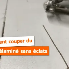 Comment couper du mélaminé sans éclats : quelle lame pour couper parquet stratifié ? Une scie circulaire coupe une surface blanche.