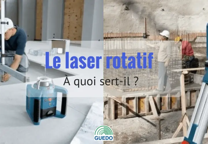 Comment utiliser un laser de chantier pour des mesures précises. Un ouvrier ajuste un niveau laser rotatif sur un chantier.