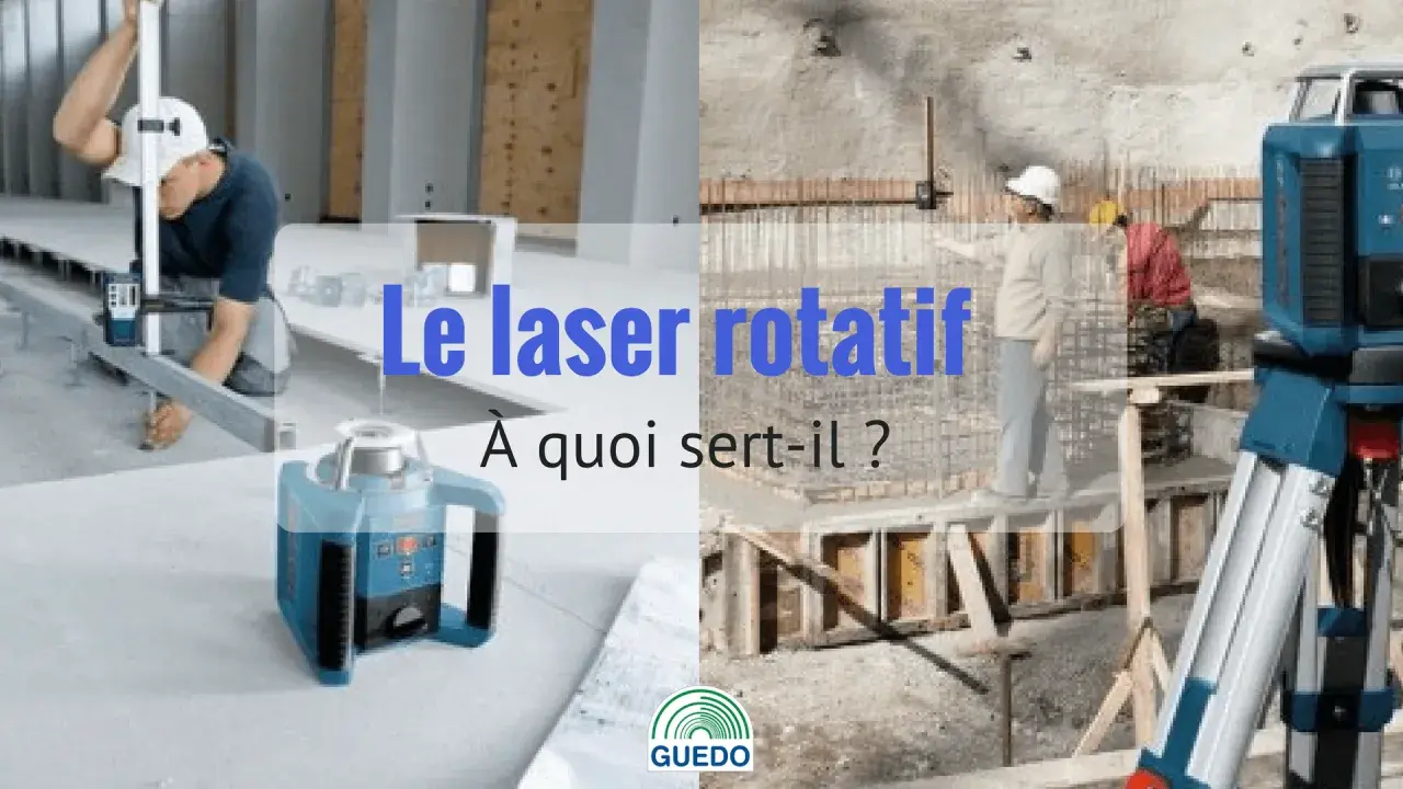Comment utiliser un laser de chantier pour des mesures précises. Un ouvrier ajuste un niveau laser rotatif sur un chantier.